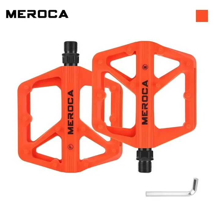 Pédales de vélo en nylon MEROCA, plateforme pour VTT et vélo de route, double roulement DU, bleu, ro