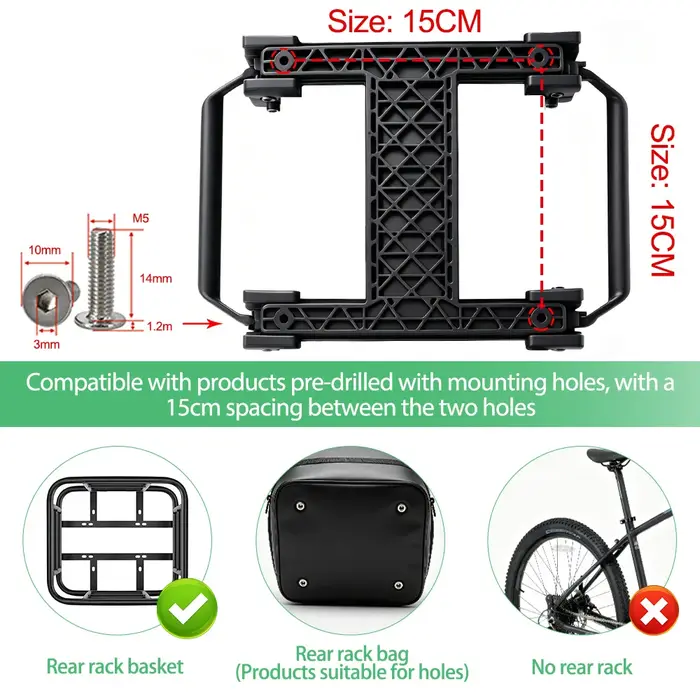 Porte-bagages arrière de vélo à démontage rapide, étagère de coffre robuste pour VTT et vélo électrique