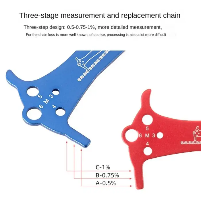 Jauge de mesure de l'usure de la chaîne en alliage d'aluminium multifonction pour VTT et vélo de route entretien précis et durable