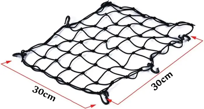 Filet de transport en caoutchouc pour bagages, vélo, scooter, 30 x 30, noir