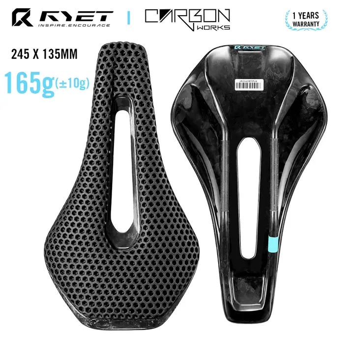 RYET 3D imprimé selle de vélo entièrement en carbone 245mm * 135/145/155mm selle de vélo pour vtt gr