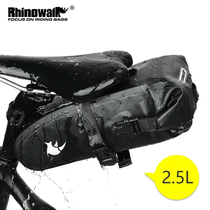 Rhinowalk Sac de Selle de Vélo, Entièrement Étanche pour le Cyclisme, VTT, Outils de Réparation de Route, Sac Arrière de Vélo, Accessoires 1.5L, 2.5L