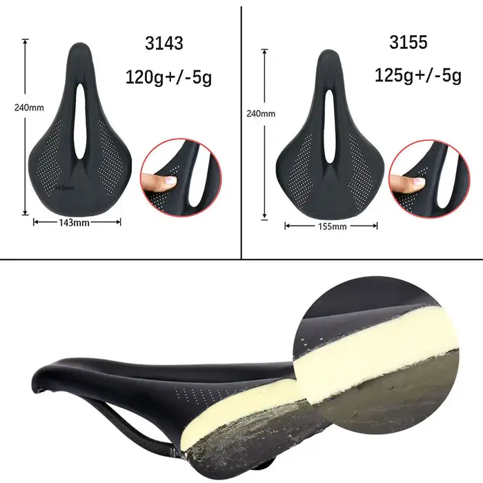 ELITA ONE selle en carbone Super légère 240x143/155mm 96g vtt vélo de route coussin en cuir siège de