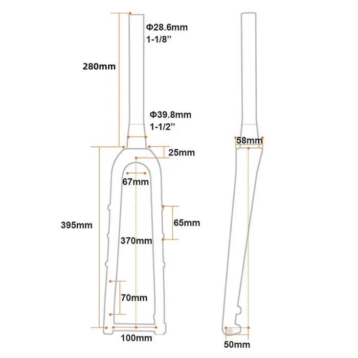Fourche de vélo de route ultralégère entièrement en carbone