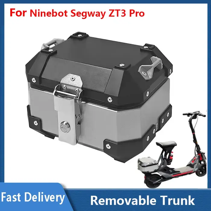 Coffre amovible pour Ninebot Segway ZT3 Pro et scooter compatible vélo moto avec base de fixation coloré pour transport d'affaires et loisirs