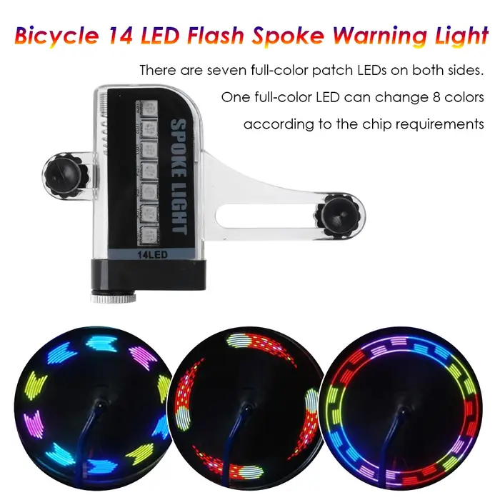 Lumière de vélo à 32/14 LED pour rayons de roue, lampe clignotante colorée d'avertissement de sécuri