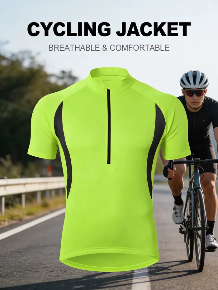 Maillot de cyclisme pour hommes à manches courtes en polyester respirant et séchage rapide pour vélo de montagne et sport d'été
