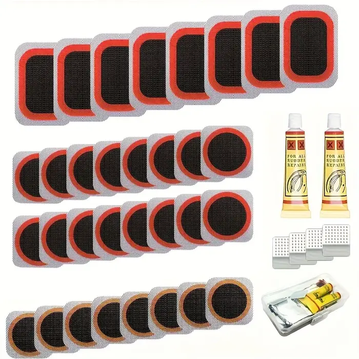 Kit de réparation de pneus de vélo 32 pièces-Kits de patchs de crevaison de chambre à air