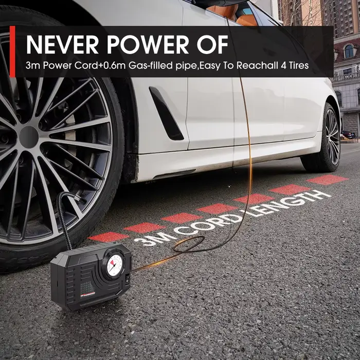 Mini pompe à air électrique portable compresseur d'air blanc pour voiture moto vélo et ballons de sport voyage compact