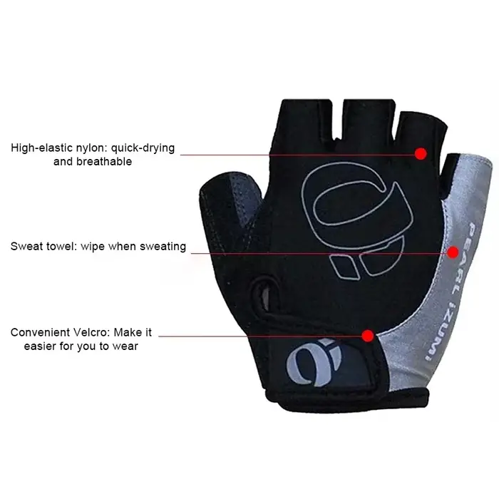 Gants de cyclisme demi-doigt Gel anti-dérapant Anti-transpiration