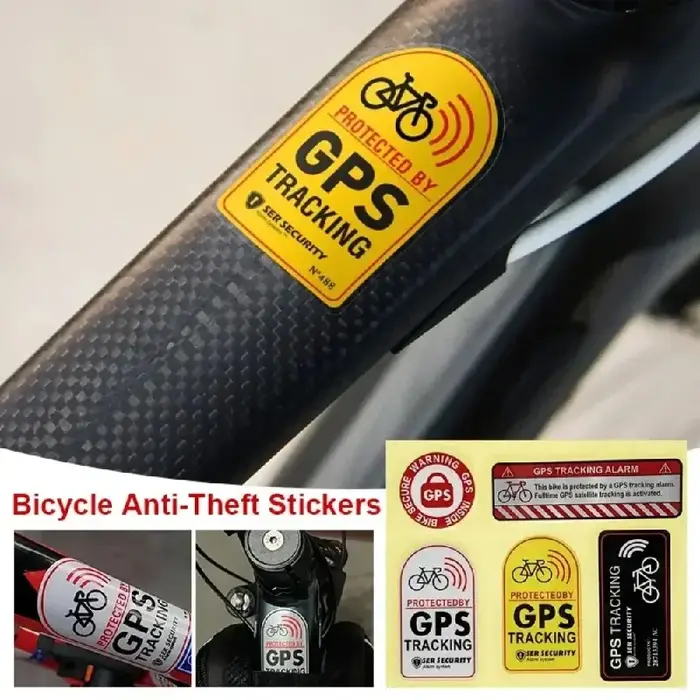 1 ensemble d'autocollants d'avertissement antivol pour vélo - Suivi GPS