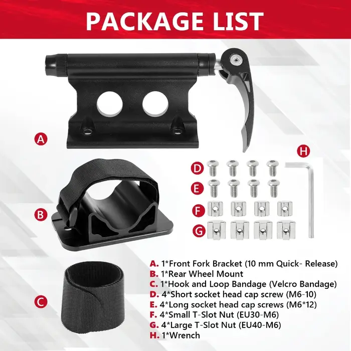 Support universel de fourche de vélo avant + support de roue arrière