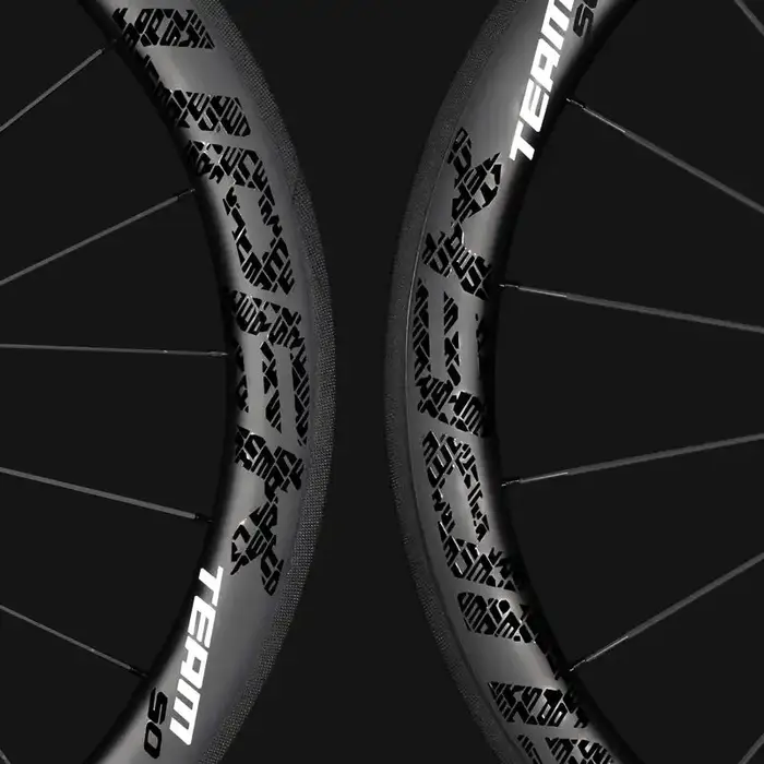 SUPERTEAM Classic Pro R25-50 700C Roues de vélo de route en carbone Clincher Tubeless Frein sur jante Logo Noir