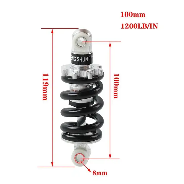 Amortisseur de vélo 500LBS 750LBS 1200LBS 100mm 125mm 150mm avec trou de 8mm, léger pour la descente