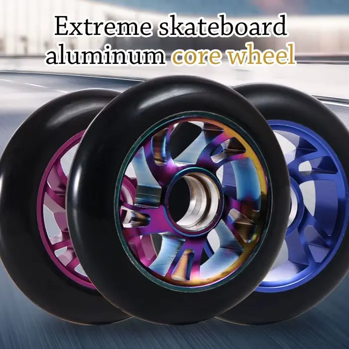 Roues de trottinette professionnelle 100mm en alliage d'aluminium et polyuréthane silencieuses et robustes pour roller patins et Heelys